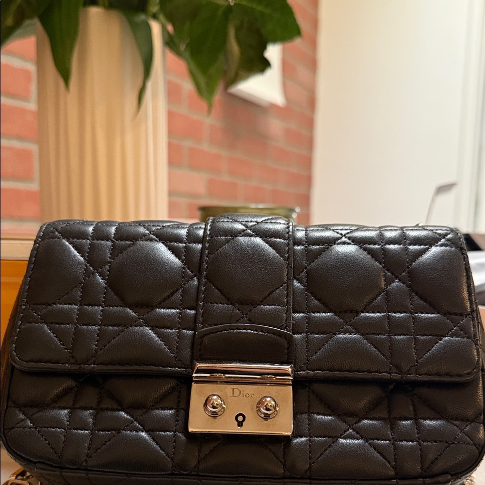 Dior Black Quilted Leather Wristlet
